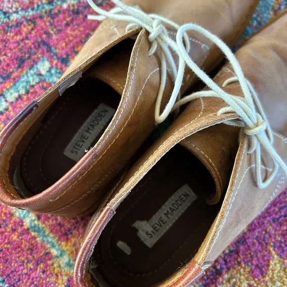 Steve Madden | Men’s tan leather Hestonn lace up ankle chukka boot shoe, size 12