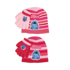 Stitch Pink  Beanie And Gloves Set
