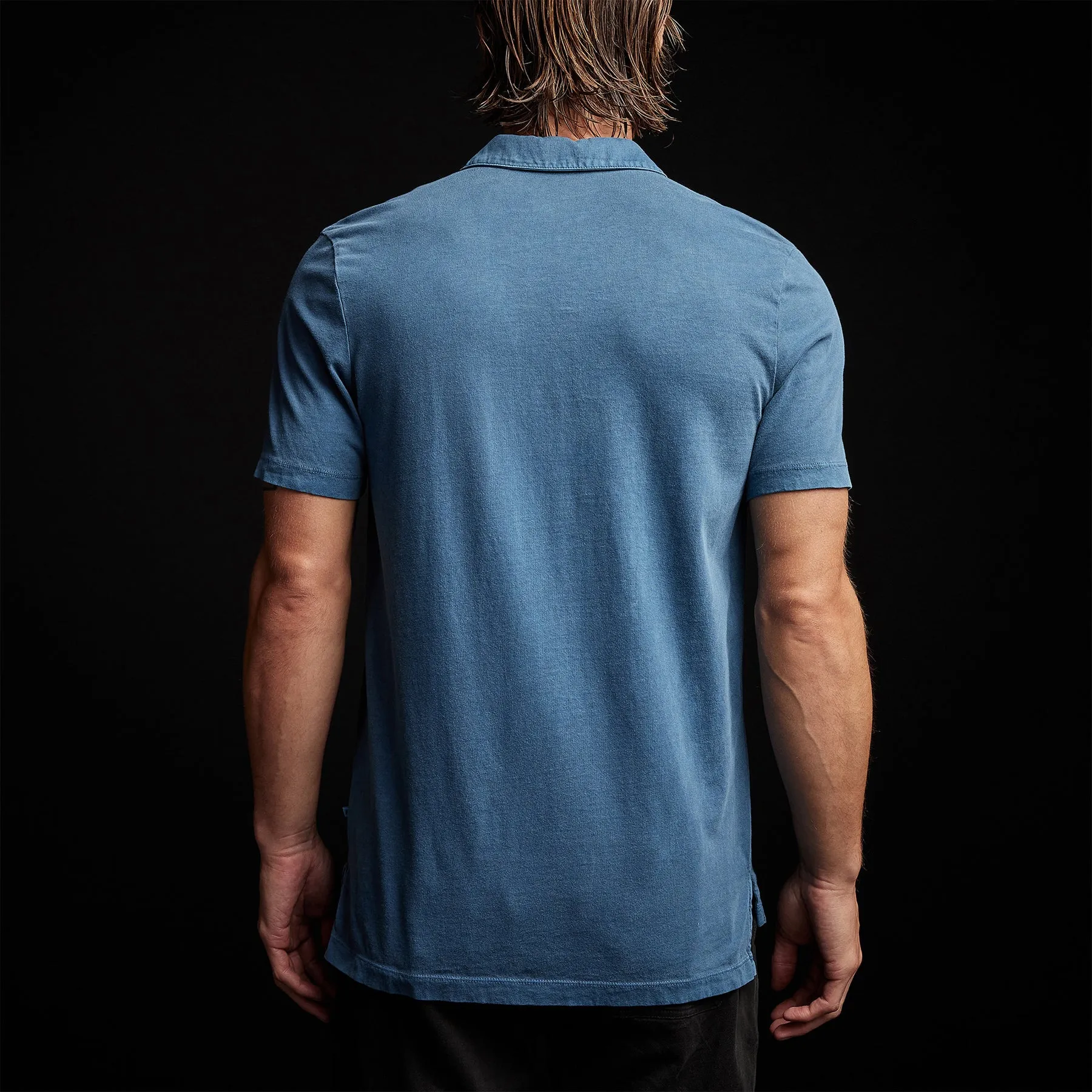 Sueded Jersey Polo - Lake Pigment