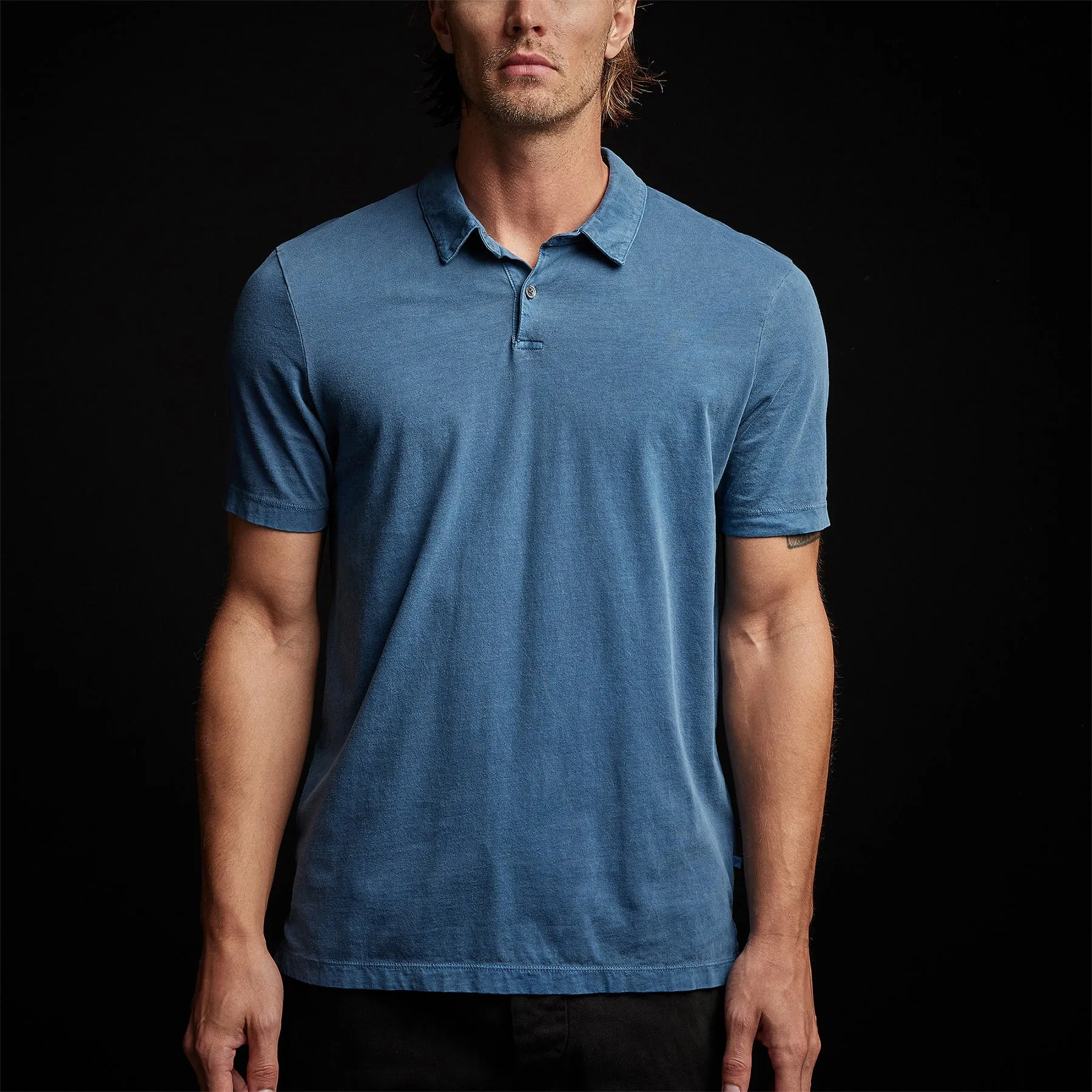 Sueded Jersey Polo - Lake Pigment
