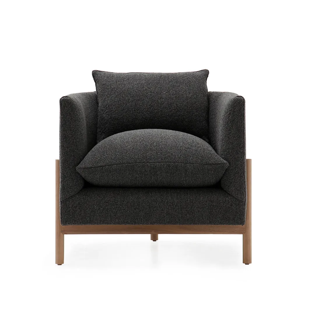 Sullivan Club Chair Base Walnut in  Orsetto Cream