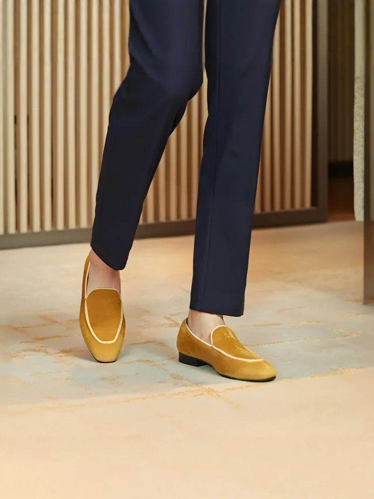 Summer new style breathable genuine leather lining men's slip-on loafers British style classic velvet loafers smoking shoes