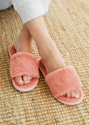 Taylor Fluffy Slides - Coral