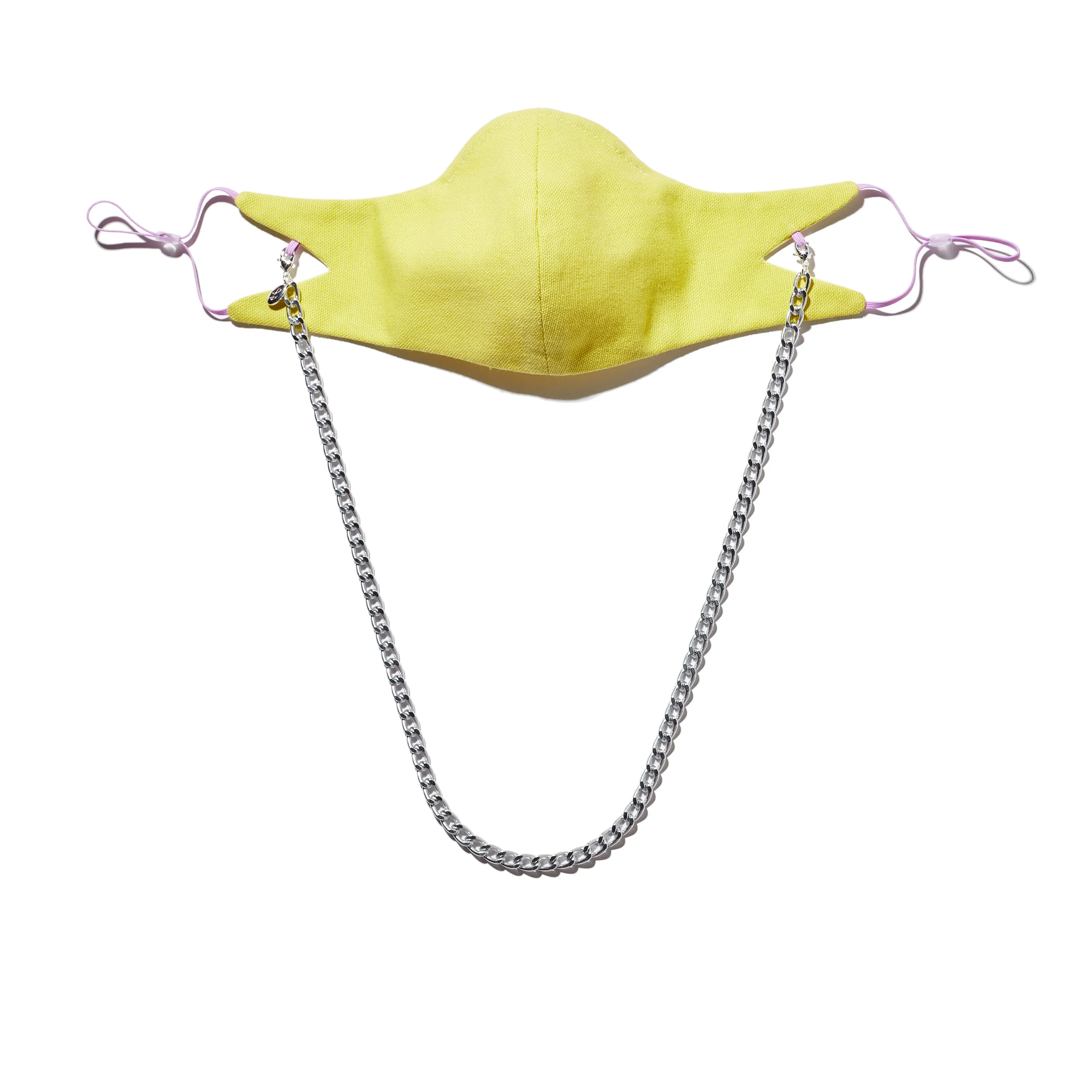 The Tina Cotton Twill in Lemon with 7mm Silver chain