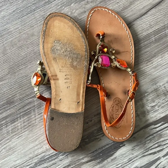 Tresca Italia Custom Hand Crafted Sandals made to order Sz 10 (41)