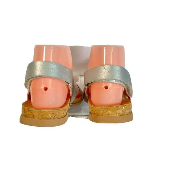 UGG Girls Pink Faux Fur Pom Pom Sandals Size 5 Fonda Glitter Pink Silver