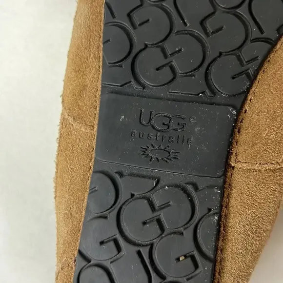 UGG Australia Kids Ascot in Chestnut Genuine Suede, Sheep Wool Slipper Size 2