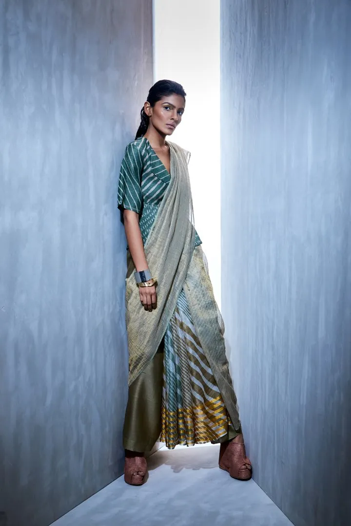 Urvashi Kaur   I   Stitch Line Detail | Block Print On Zari Kota | Leheria Kota Silk Saree