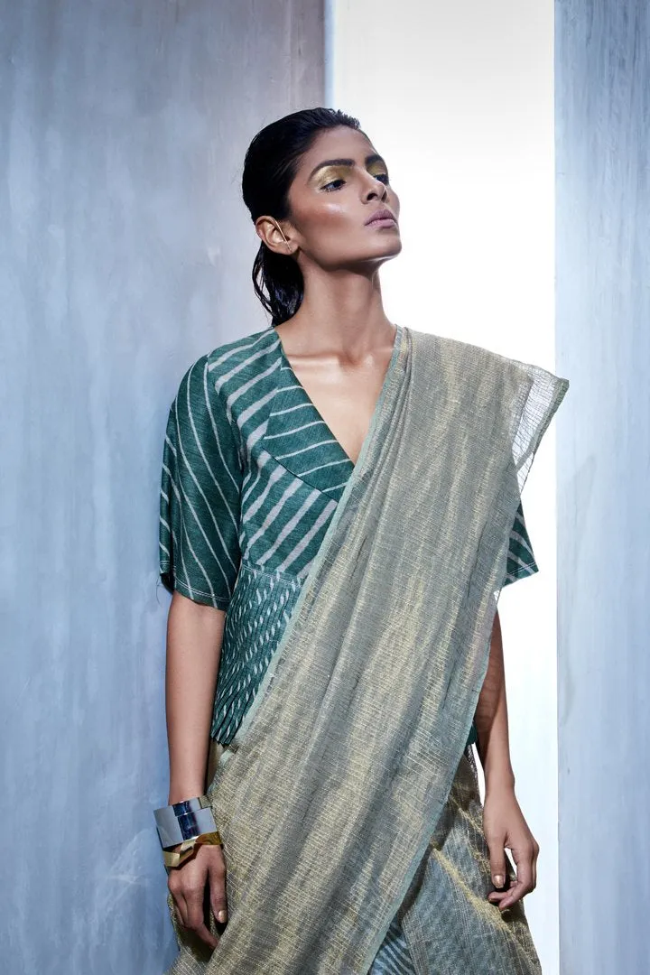 Urvashi Kaur   I   Stitch Line Detail | Block Print On Zari Kota | Leheria Kota Silk Saree