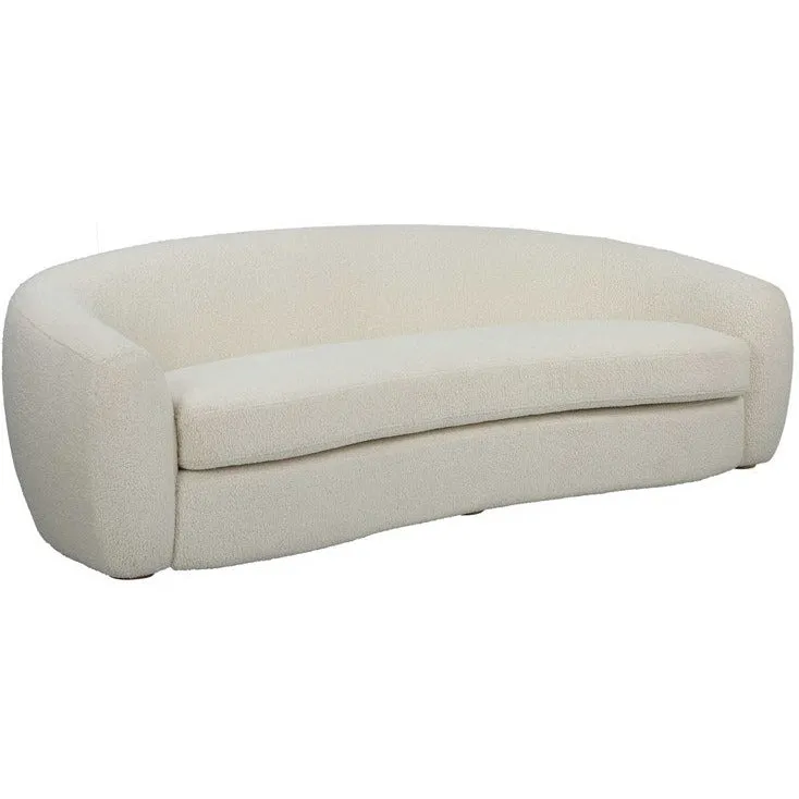 Uttermost Capra Luxe Off-White Faux Shearling Curved Sofa
