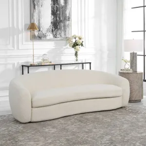 Uttermost Capra Luxe Off-White Faux Shearling Curved Sofa