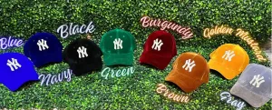 VELVET BLINGED NEW YORK CAP