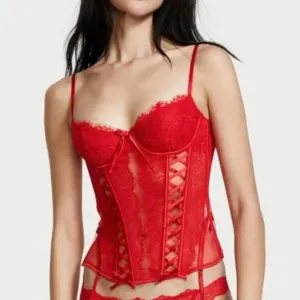 Victorias Secret NWT Wicked Unlined Lace Up Corset Red (Small) sexy