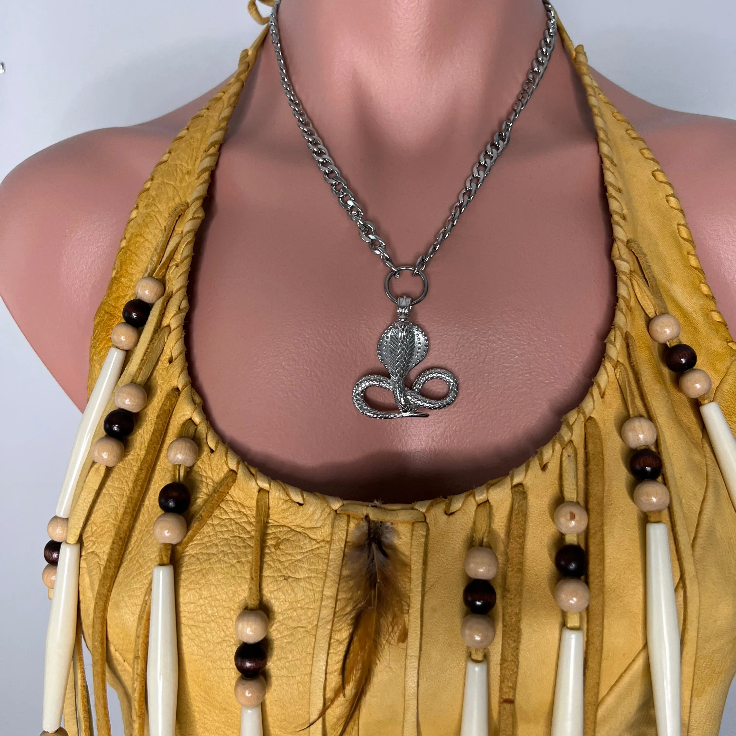 VINTAGE 70s LEATHER HALTER TOP