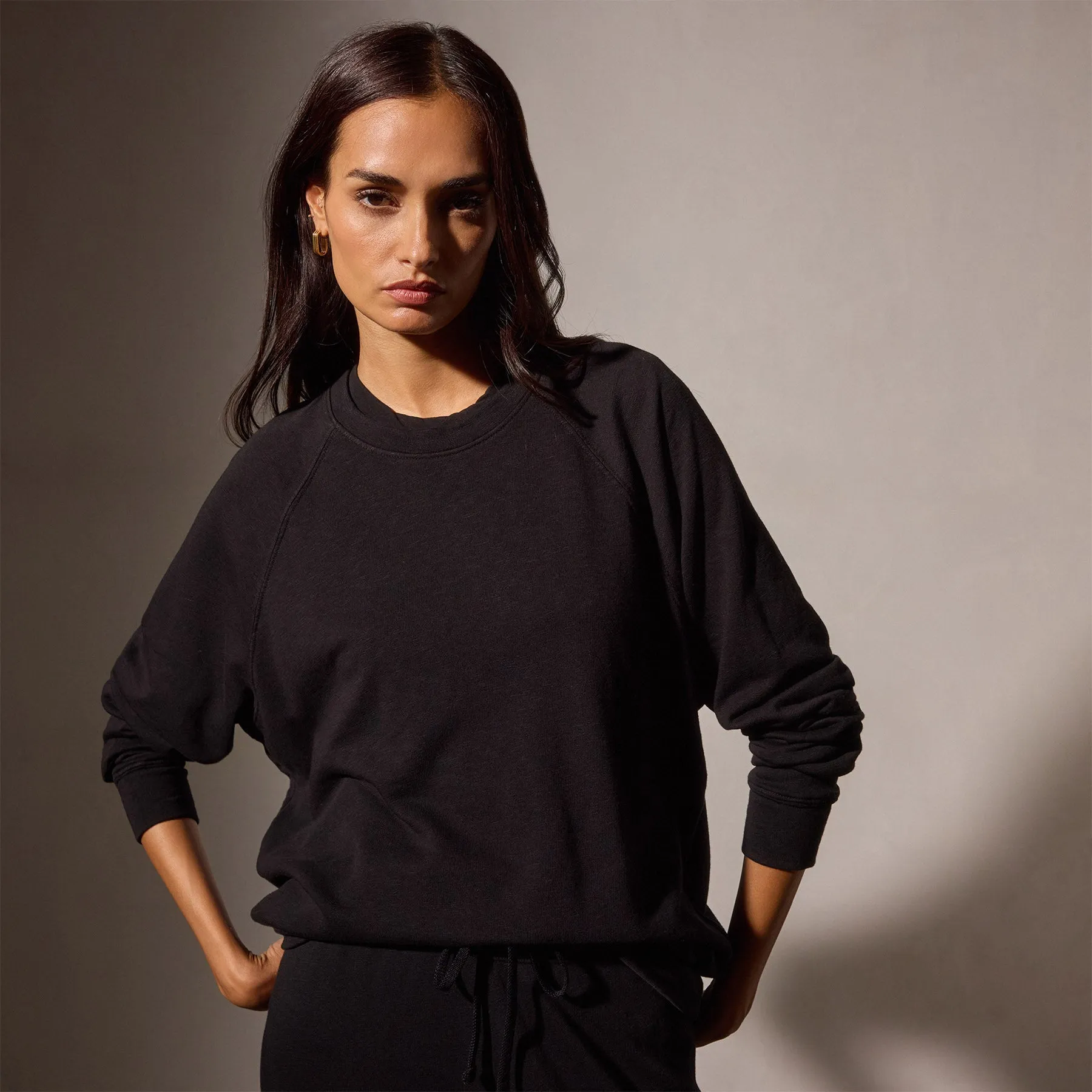 Vintage French Terry Relaxed Sweatshirt - Black