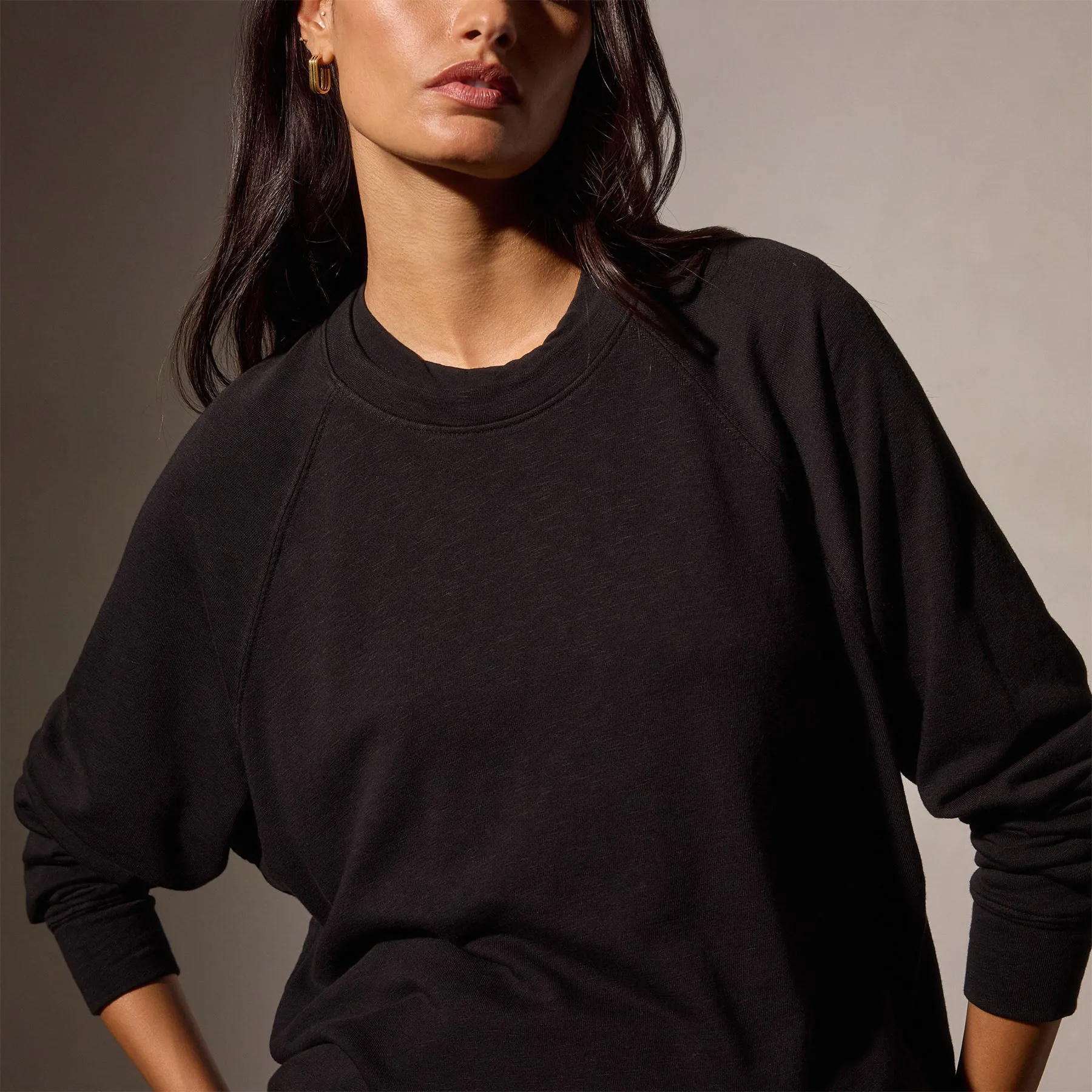 Vintage French Terry Relaxed Sweatshirt - Black