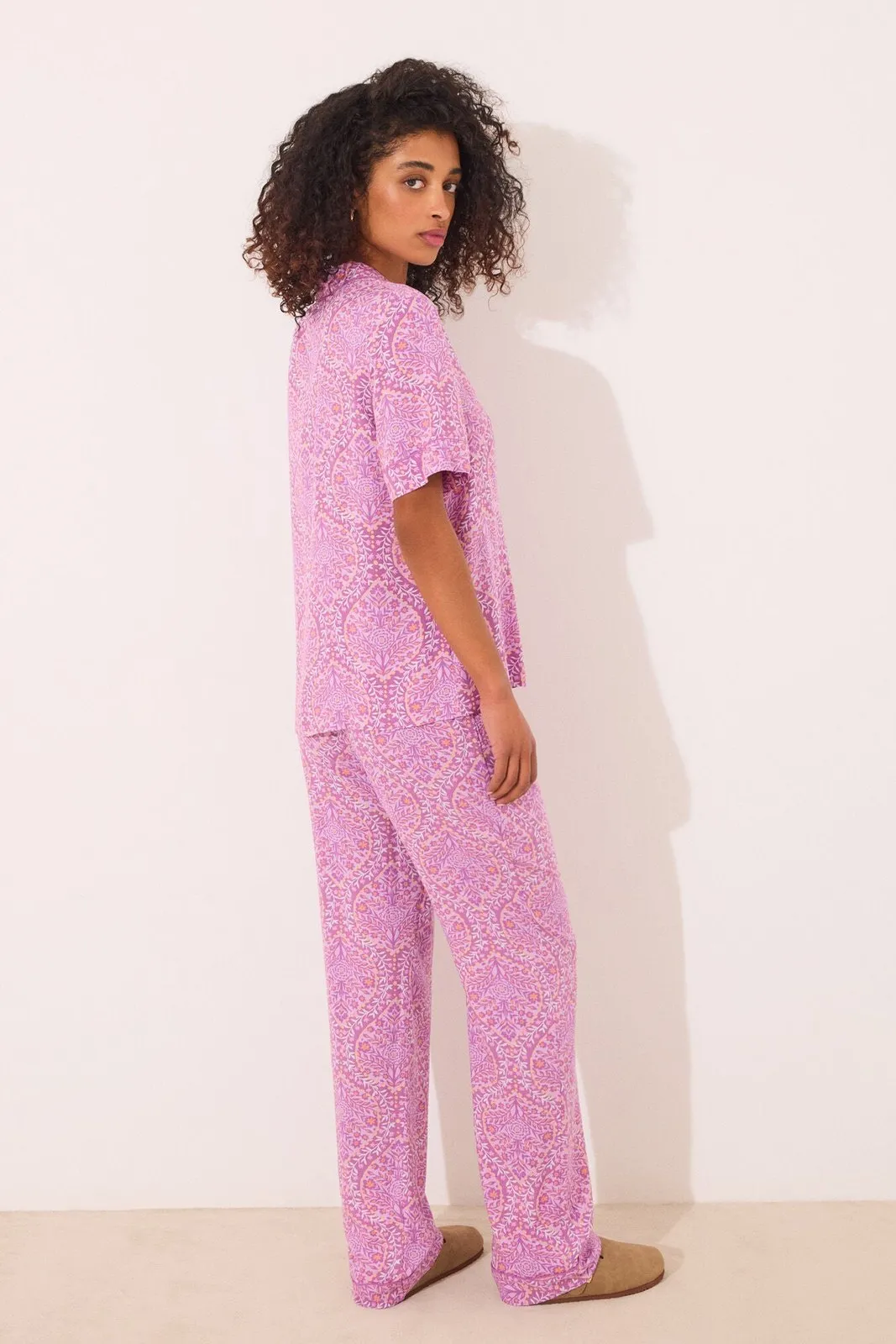 Viscose boho print classic pyjamas - Purple