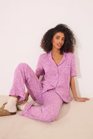 Viscose boho print classic pyjamas - Purple
