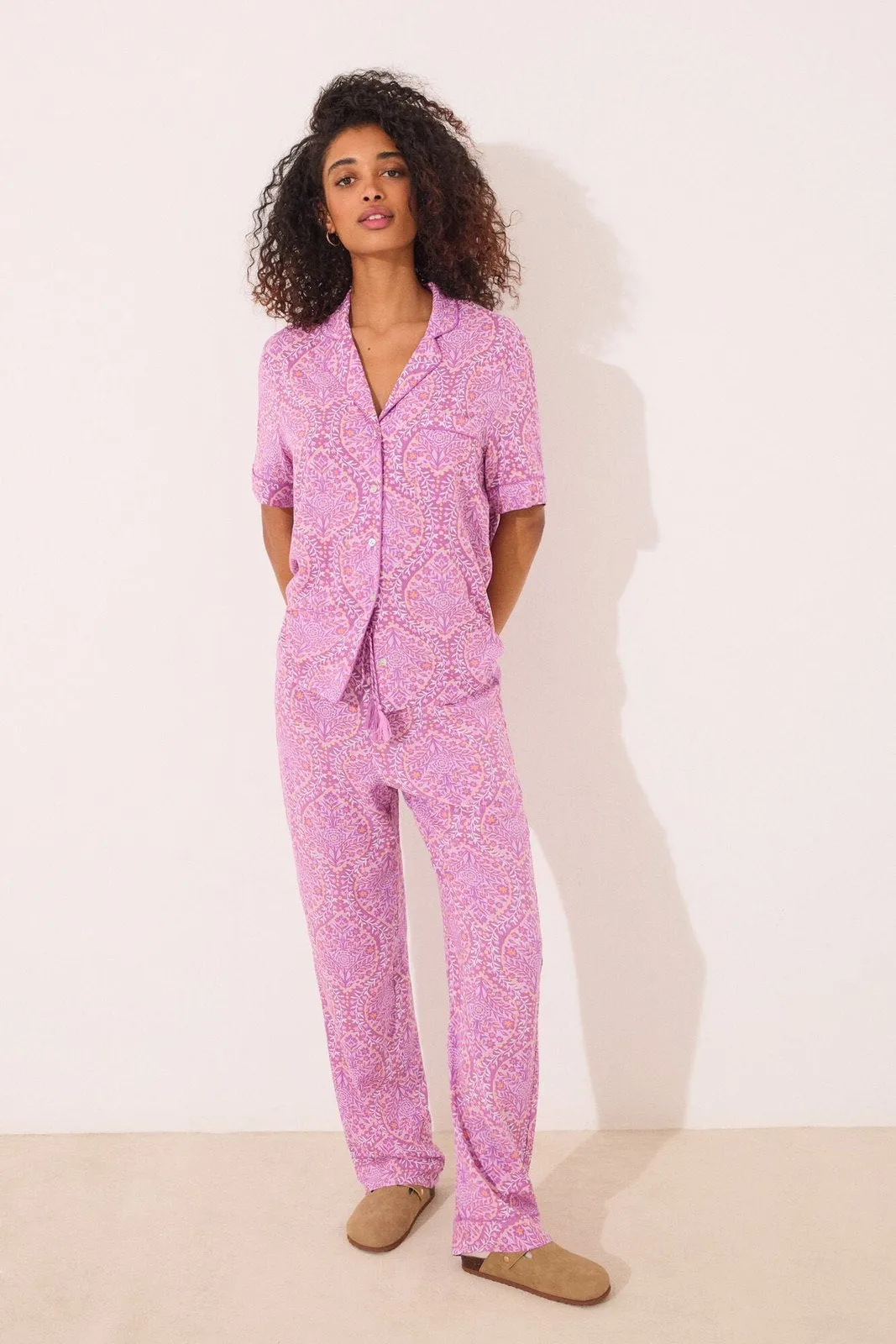 Viscose boho print classic pyjamas - Purple