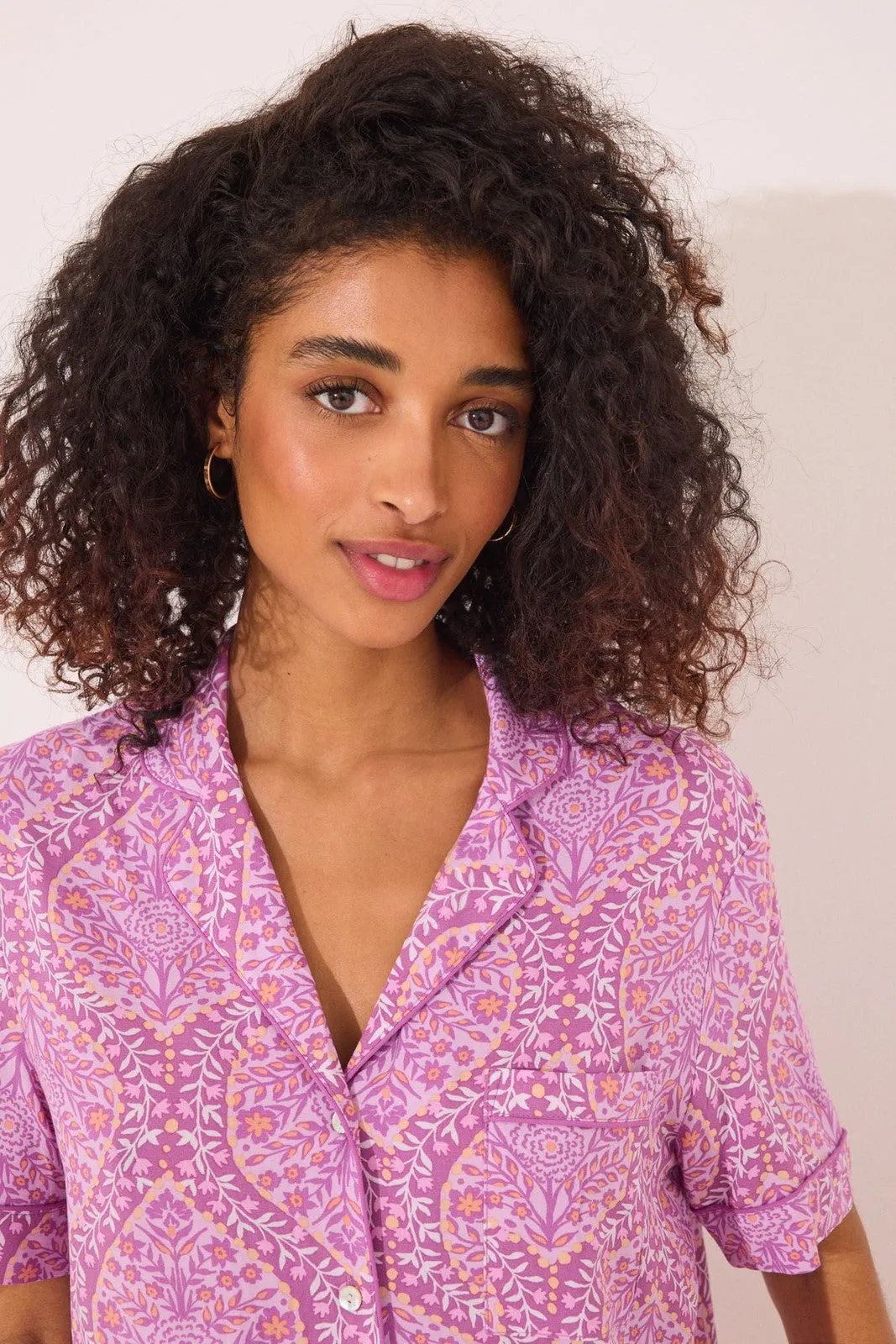 Viscose boho print classic pyjamas - Purple