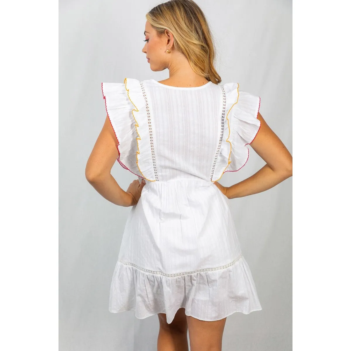 White Birch Fields of Flowers Dress in White