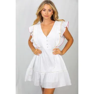 White Birch Fields of Flowers Dress in White