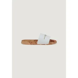 White Slide Sandal with Cork Sole
