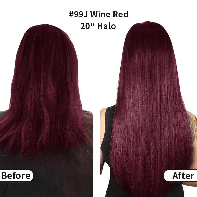 Wine Red Halo Human Hair Extension Full Volume