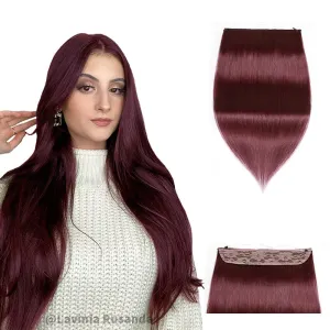 Wine Red Halo Human Hair Extension Full Volume