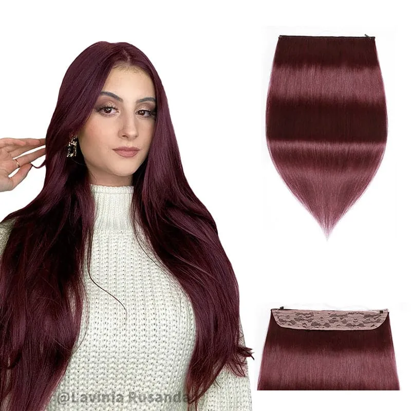 Wine Red Halo Human Hair Extension Full Volume
