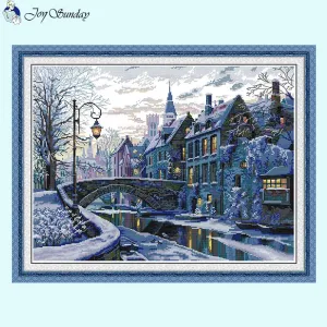 Winter Evening Landscape Pattern Cross Stitch Kit