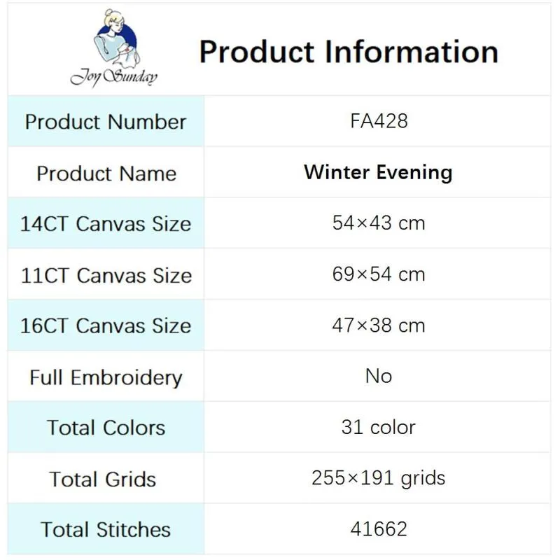 Winter Evening Landscape Pattern Cross Stitch Kit