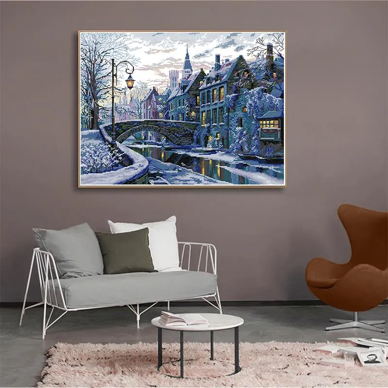 Winter Evening Landscape Pattern Cross Stitch Kit
