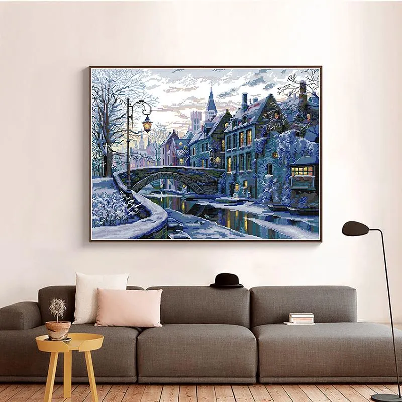 Winter Evening Landscape Pattern Cross Stitch Kit