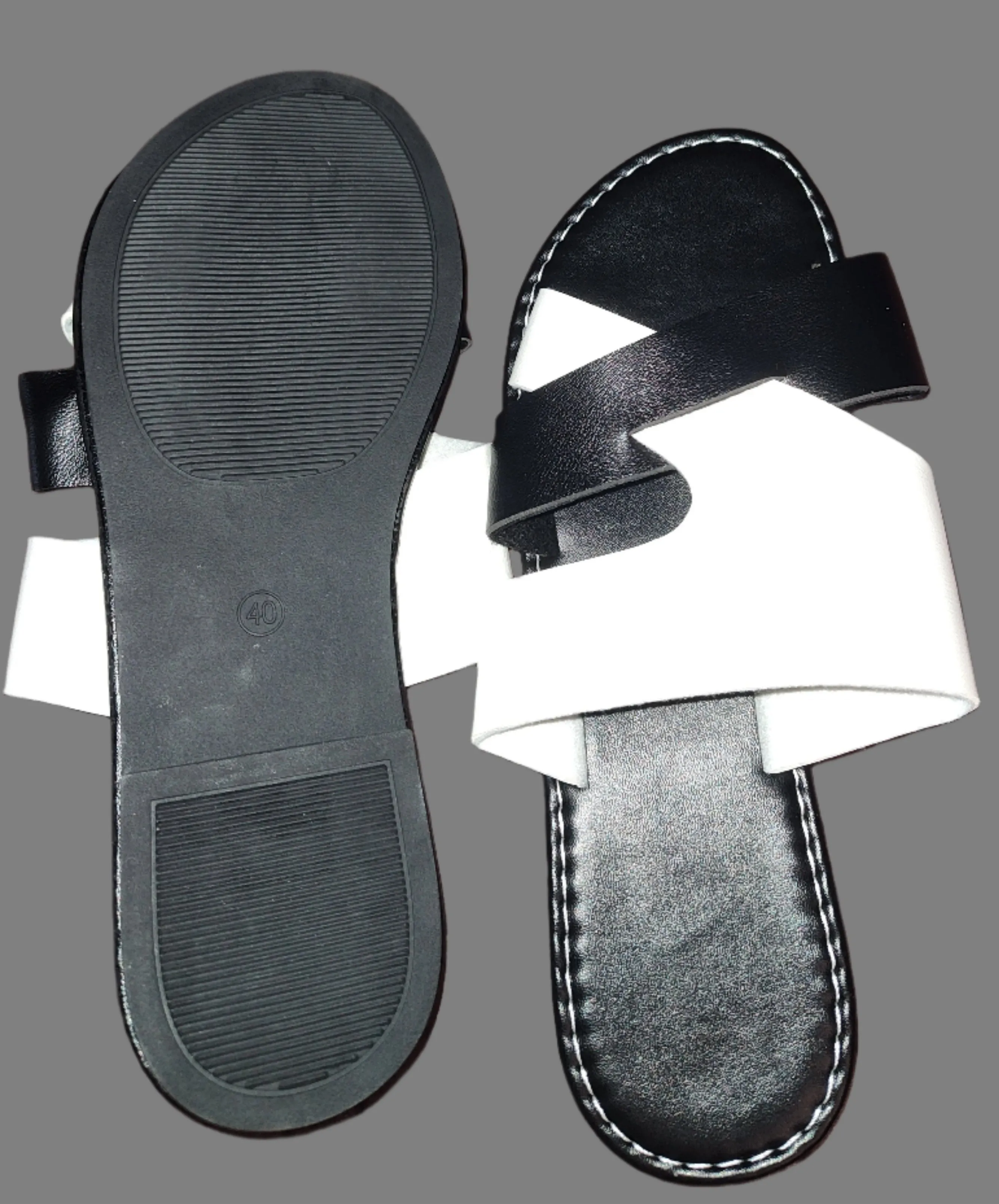 Women's Black & White Sandals