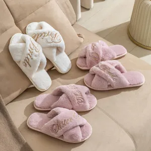 Women's Cross-Strap Plush Slippers