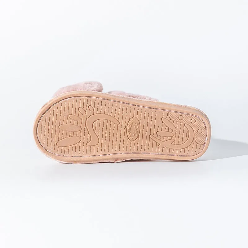 Women's Cross-Strap Plush Slippers