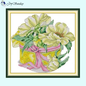 Yellow Peony Flower Pattern DIY Cross Stitch Kits