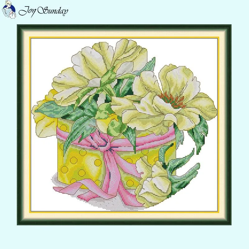Yellow Peony Flower Pattern DIY Cross Stitch Kits