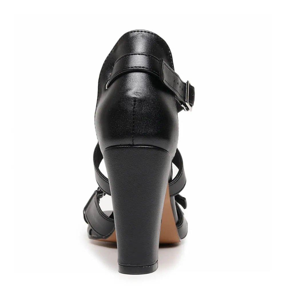 Zale - Black Vegan Leather - Rubber Sole